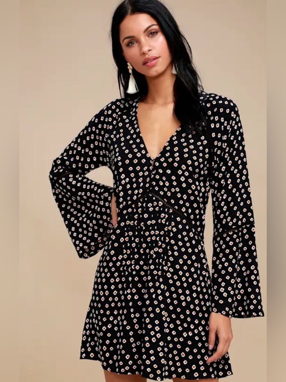 Amuse Society Love Struck Black Floral Print Sheath Dress in Size S